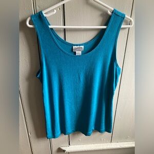 Chico's Travelers Tank Top Womens Sz 2 Teal Sleeveless Shirt Slinky L